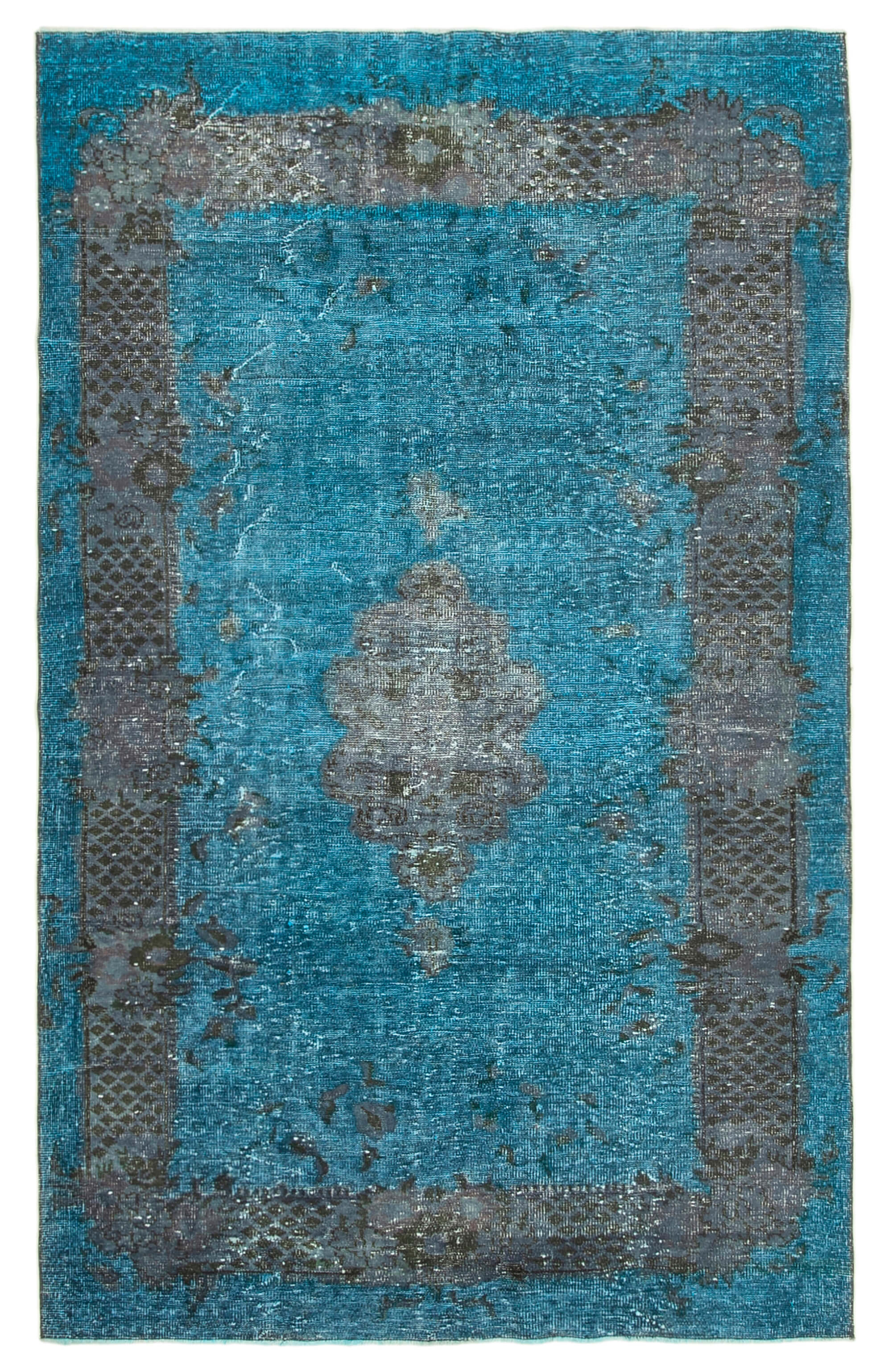 Hand-Knotted Oriental Overdyed 290 cm x 410 cm Black Wool Rug
