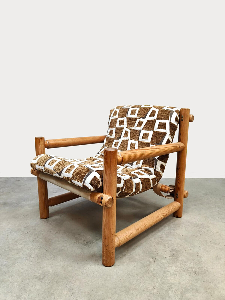Scandinavian vintage pine lounge chair Hameen Kalustaja