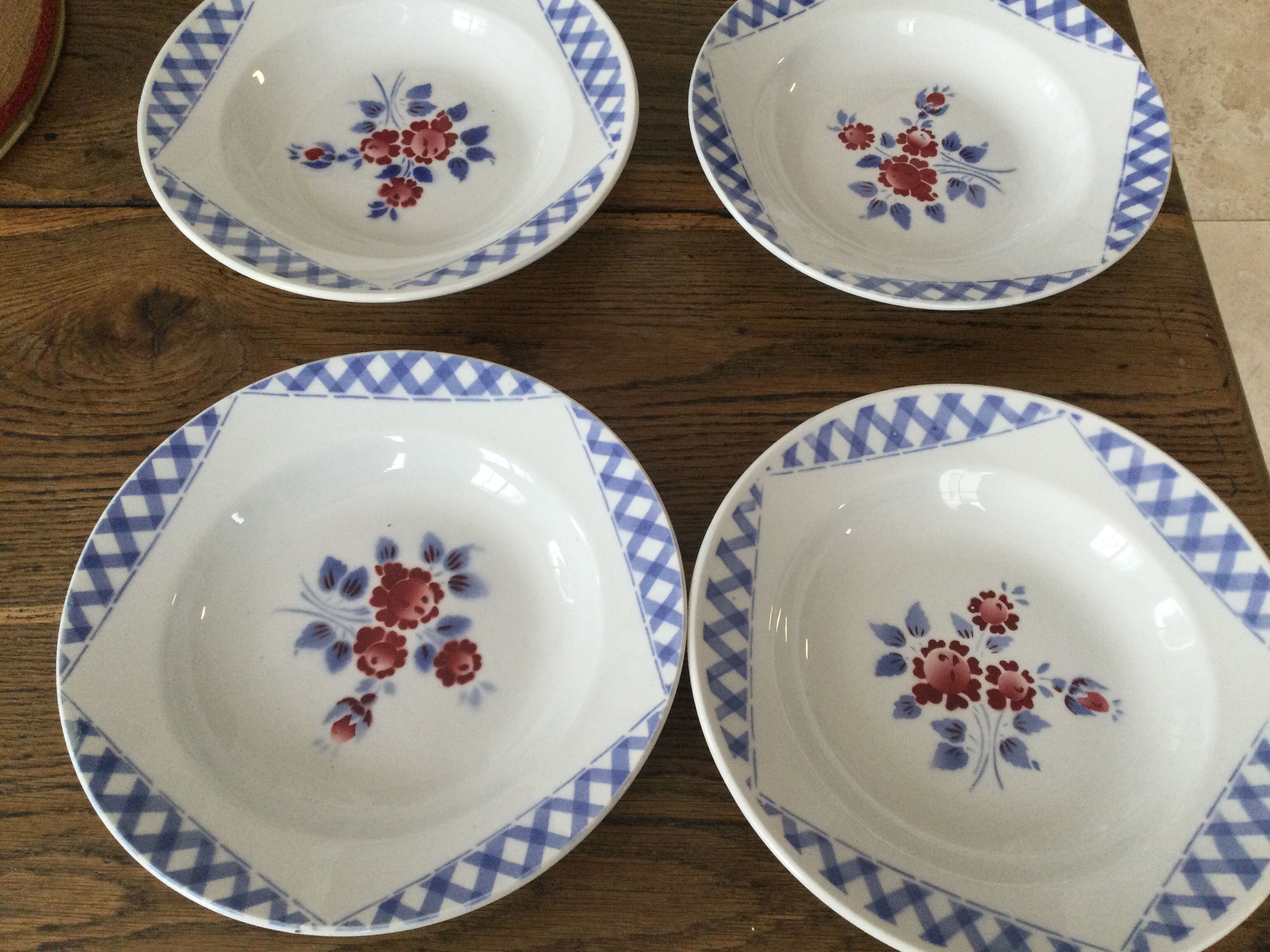 6 Vintage hollow plates, Luneville model Henri