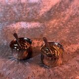 Pair of silver salt cellars and spoons