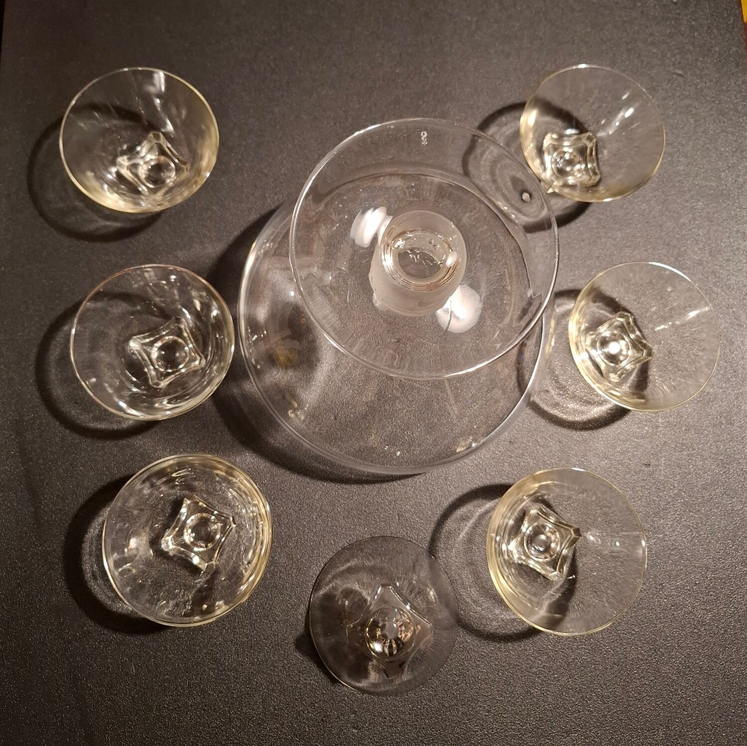 Crystal fruit bowl with 6 small bowls