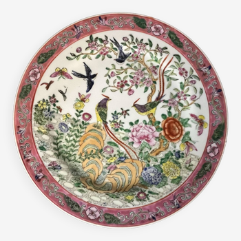 China, polychrome porcelain plate bird of paradise 20th century