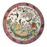 China, polychrome porcelain plate bird of paradise 20th century