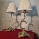 pair of chiselled bronze lamps, bedside, bedroom, new lampshade 38x15, electric ok