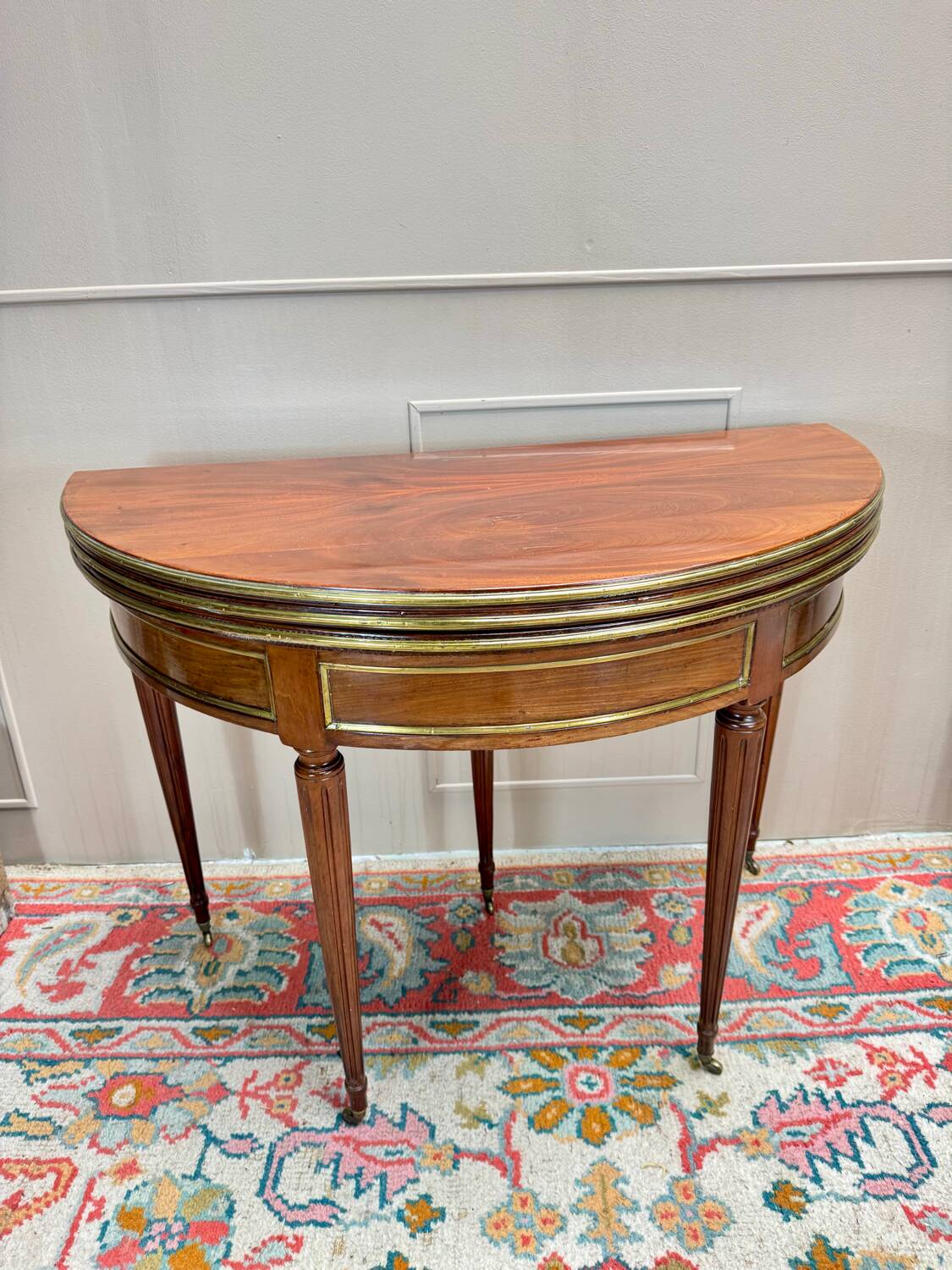 Louis XVI Style Mahogany Half Moon Table, 19th Century