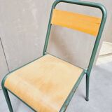 Chaise d'écolier en métal vintage