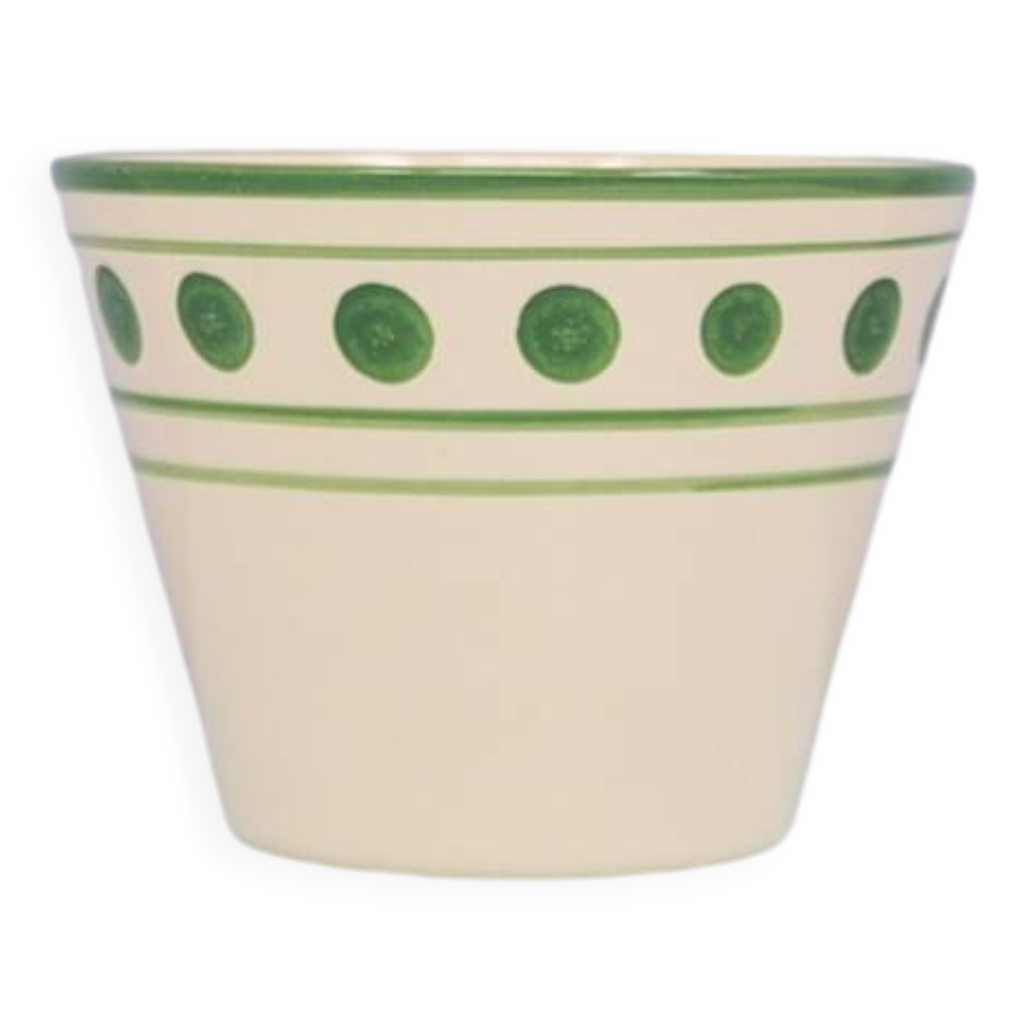 vintage beige flowerpot green polka dots