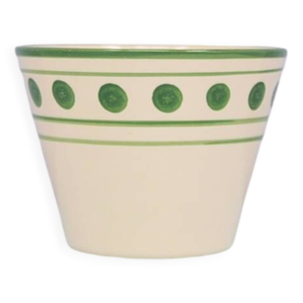 vintage beige flowerpot green polka dots
