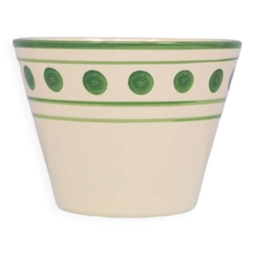 vintage beige flowerpot green polka dots