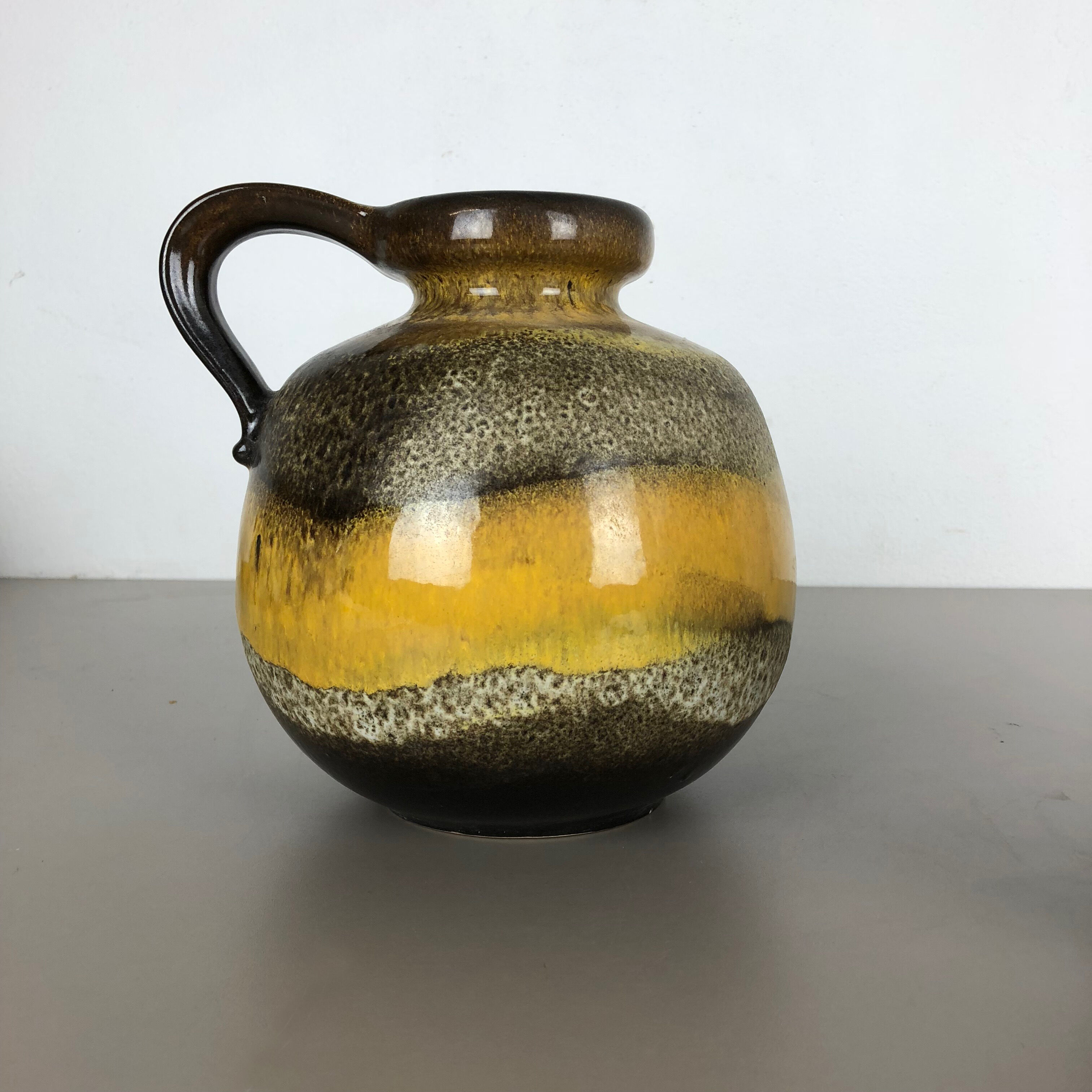 Set of two pottery fat lava vases model "484-21" made by Scheurich Germany 1970s