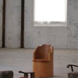 Fauteuil Stump Moderne en Pin Massif, par un Ébéniste Suédois, Wabi Sabi, années 1960