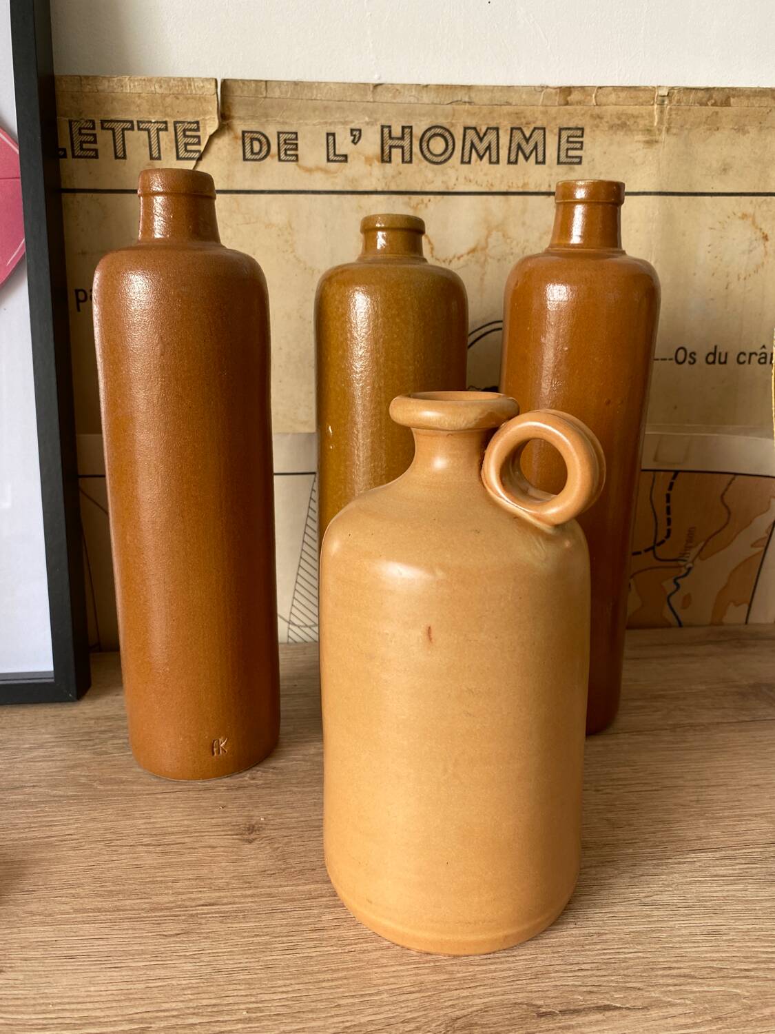 Set of 4 stoneware bottles