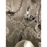Lustre en verre transparent de style Murano