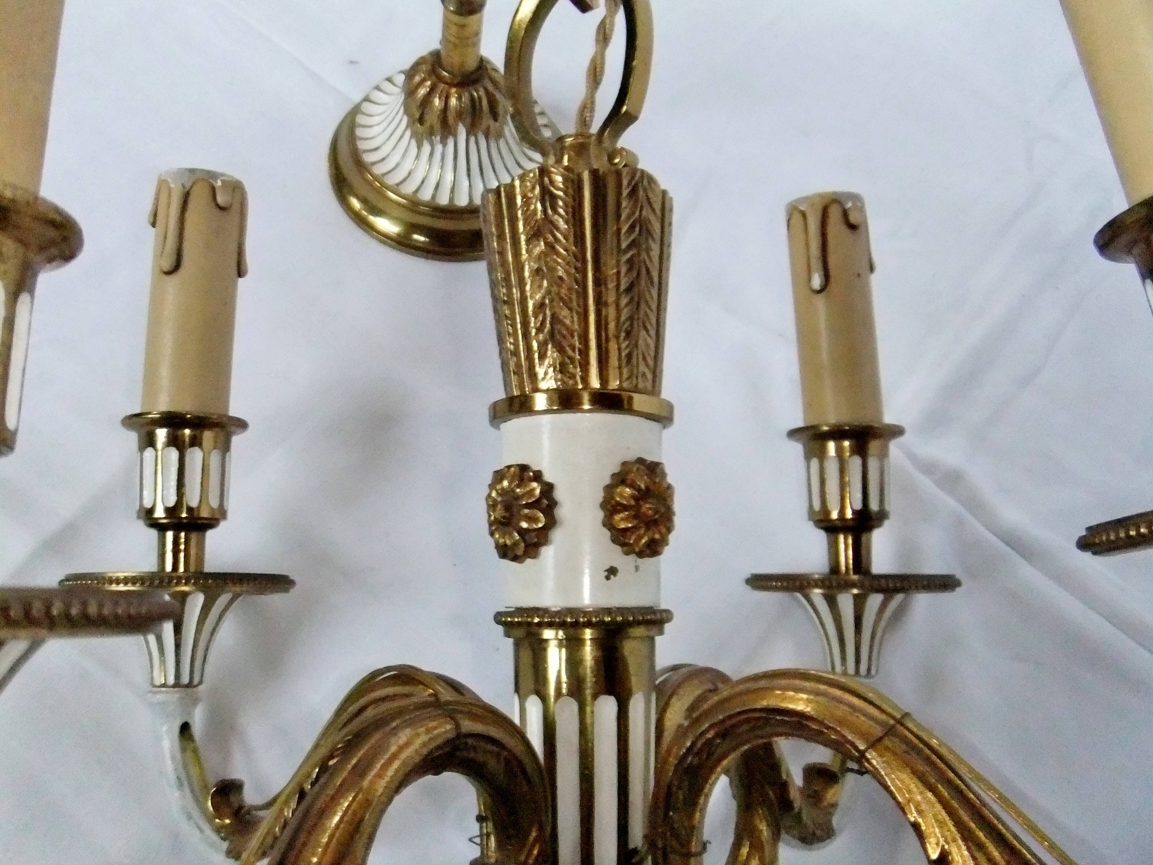 Antique Louis XVI Bronze Chandelier with acanthus quiver suspension