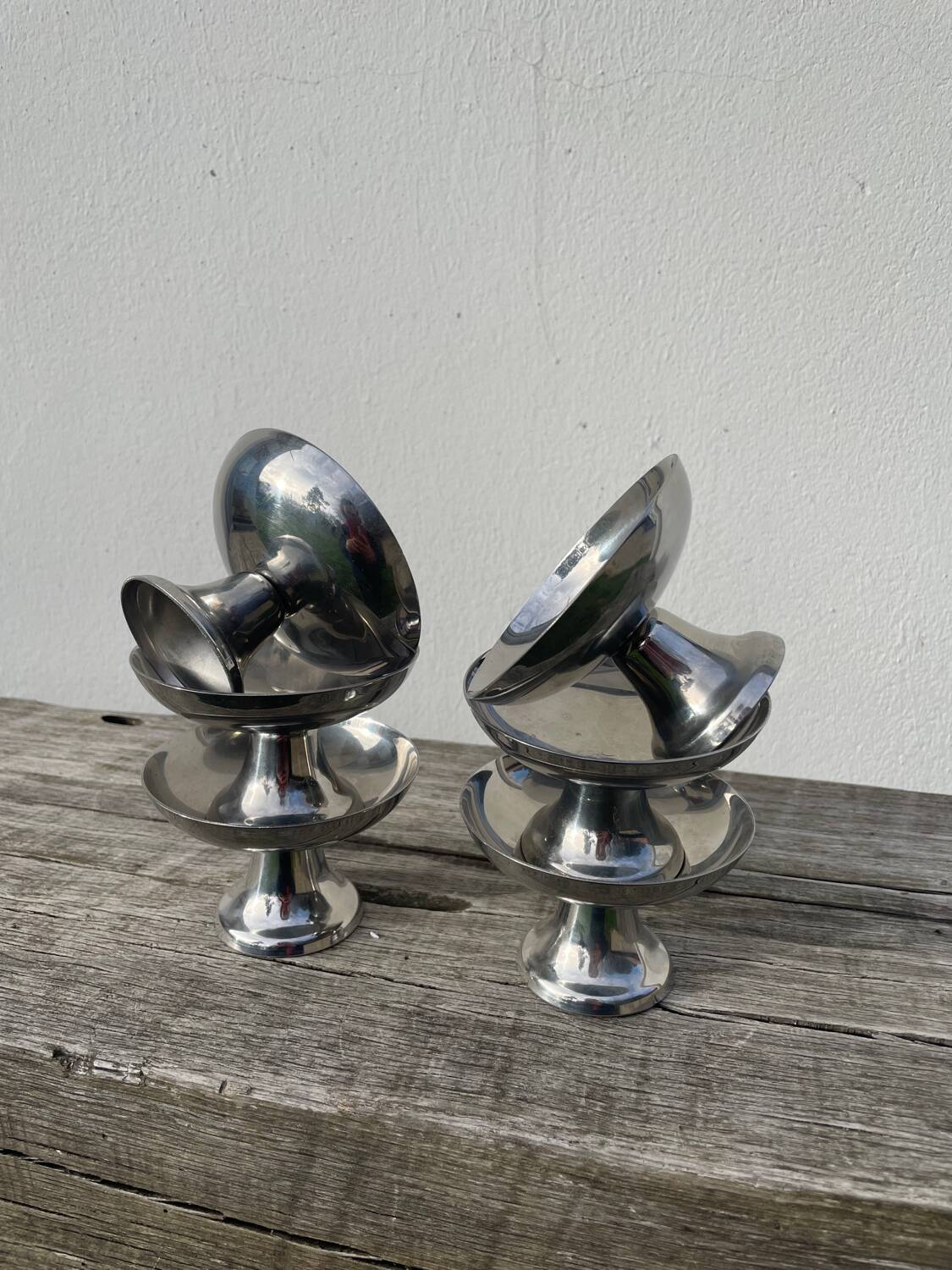 6 stainless steel cups 1970