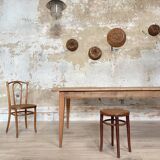 Vintage farm table with spindle legs.