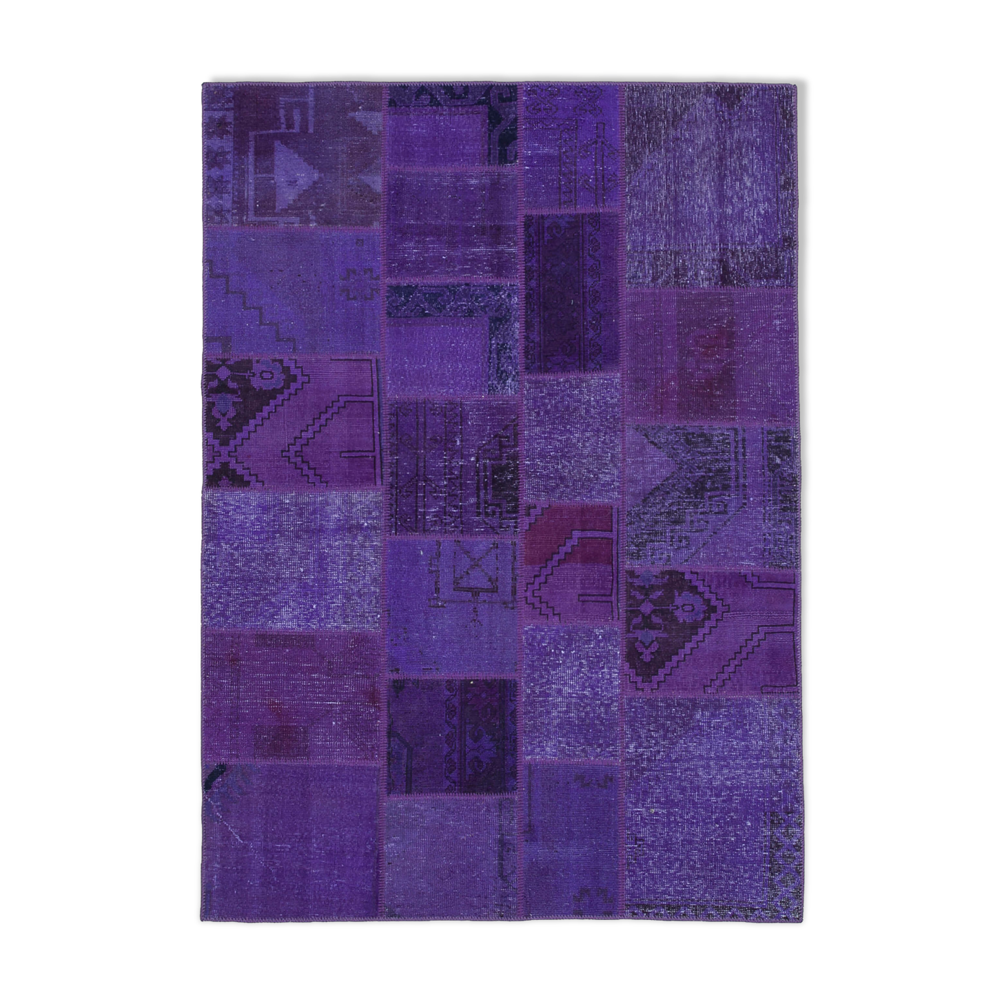 Handmade anatolian vintage 171 cm x 241 cm purple patchwork carpet