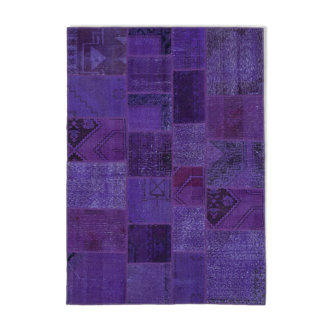Tapis fait à la main anatolian vintage 171 cm x 241 cm purple patchwork tapis