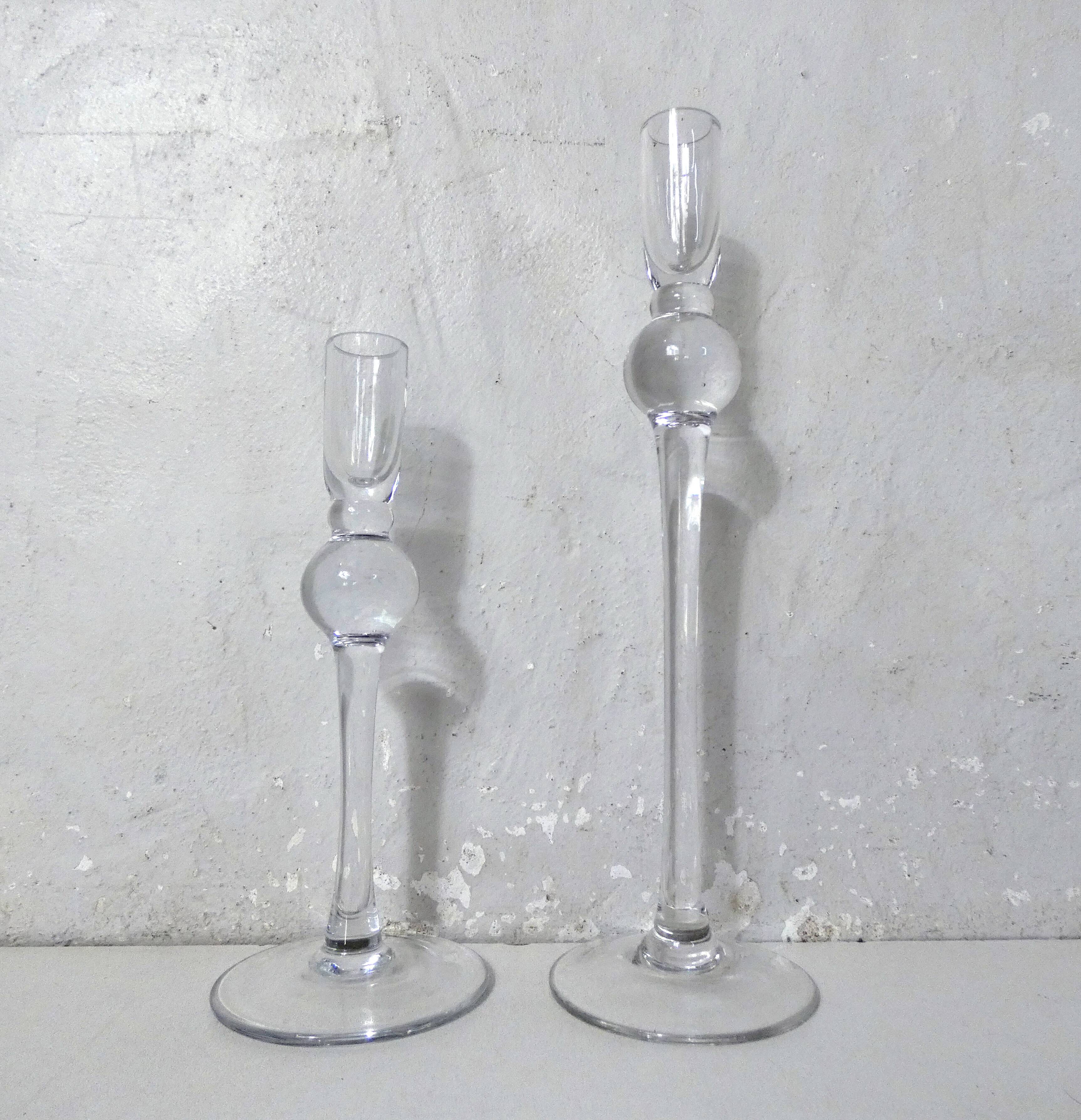 pair of blown glass candlesticks