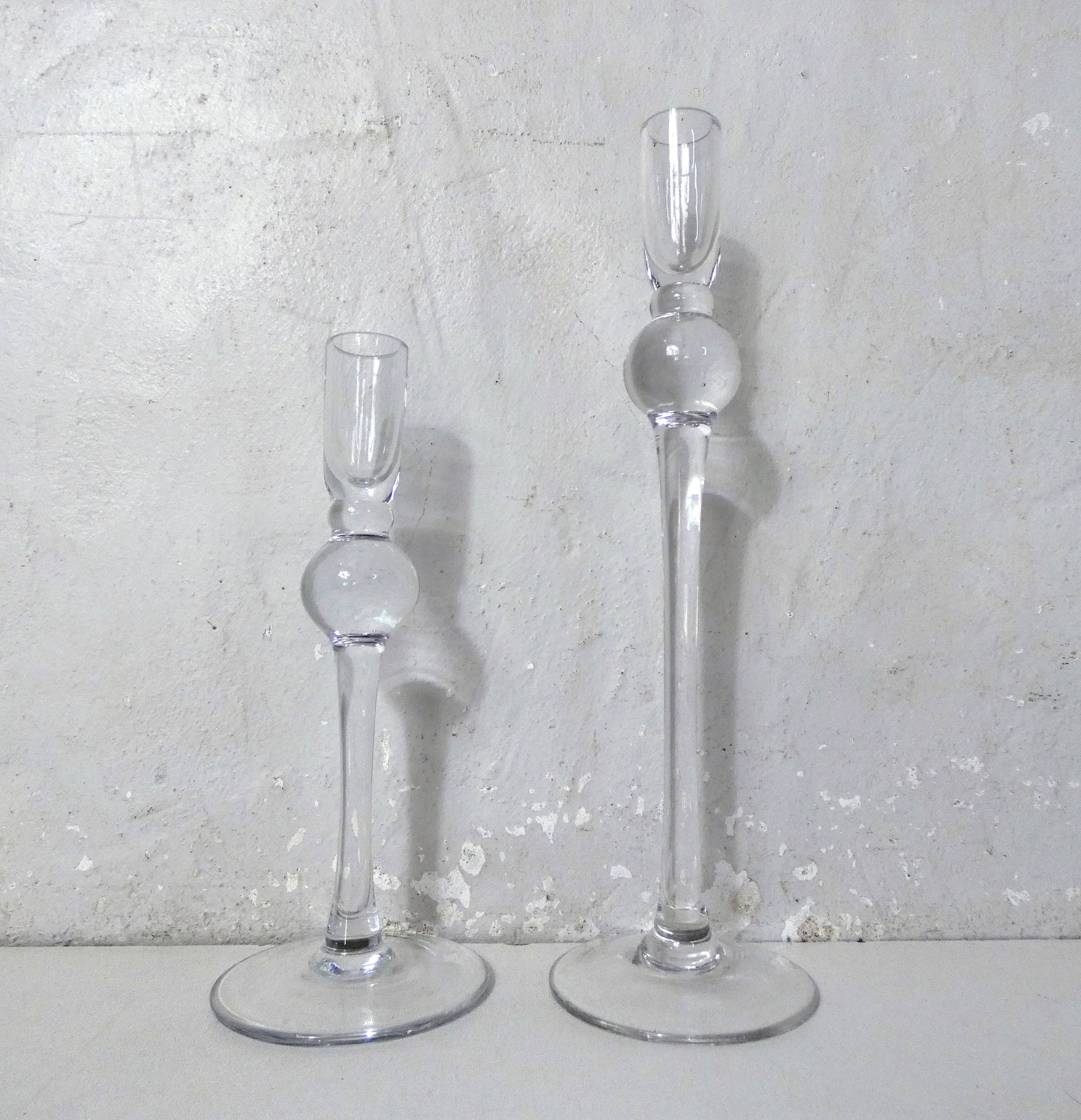 pair of blown glass candlesticks