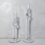 pair of blown glass candlesticks