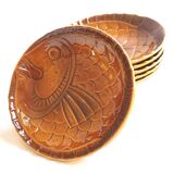 6 amber fish plates
