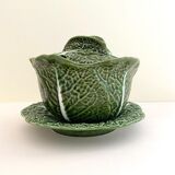 Ensemble plat et soupiere chou vert en barbotine