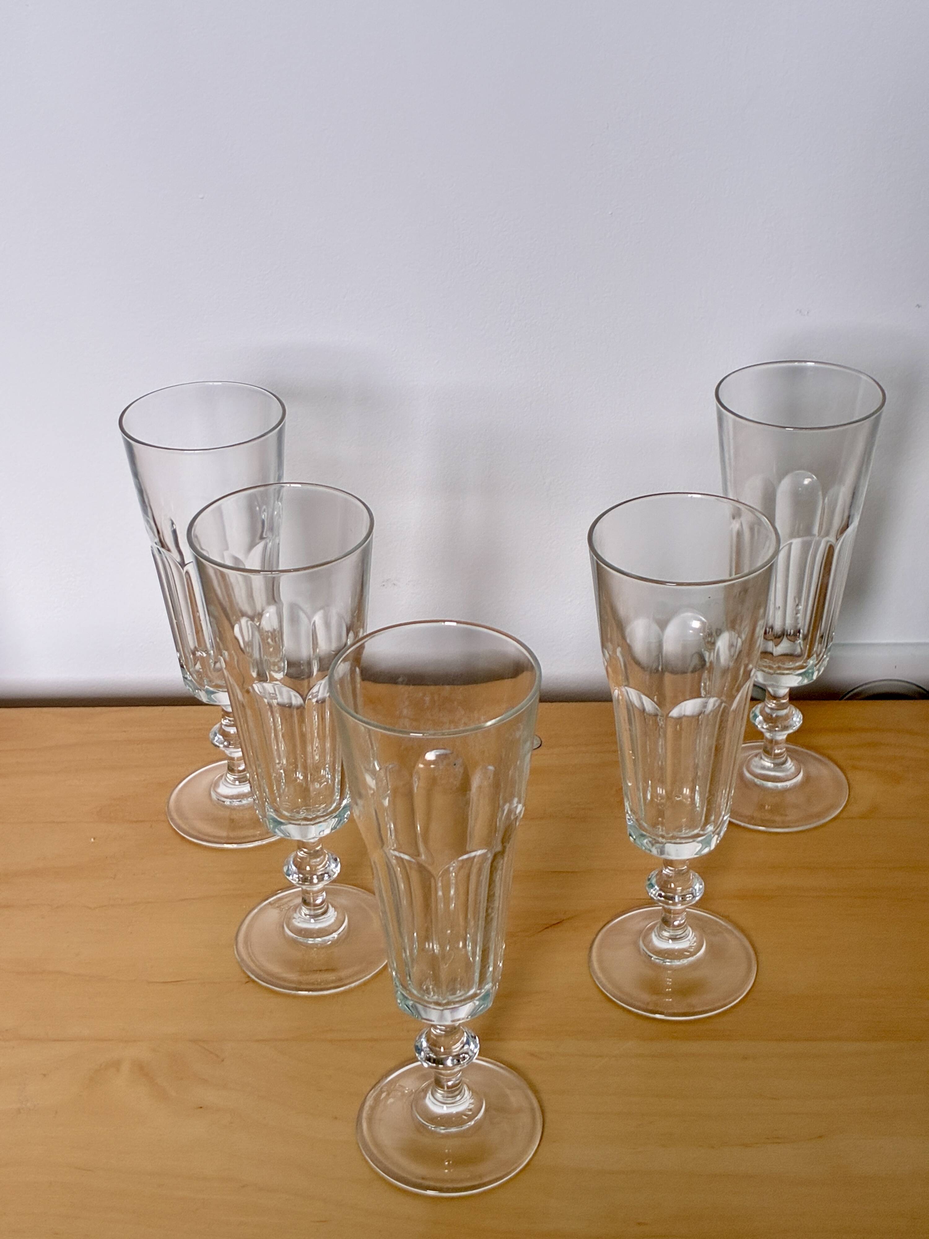 Set of antique faceted champagne flutes