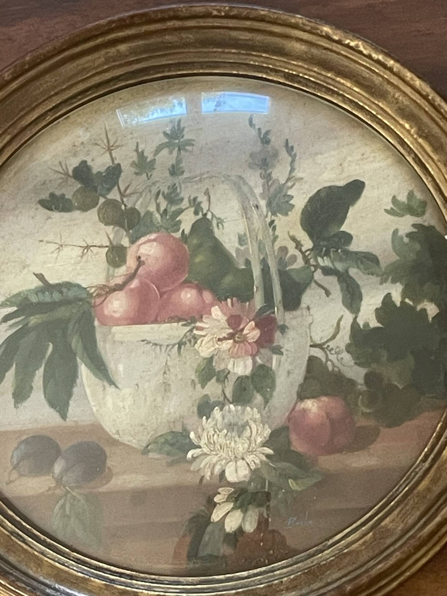 Paire de tableaux, natures mortes fruits et fleurs