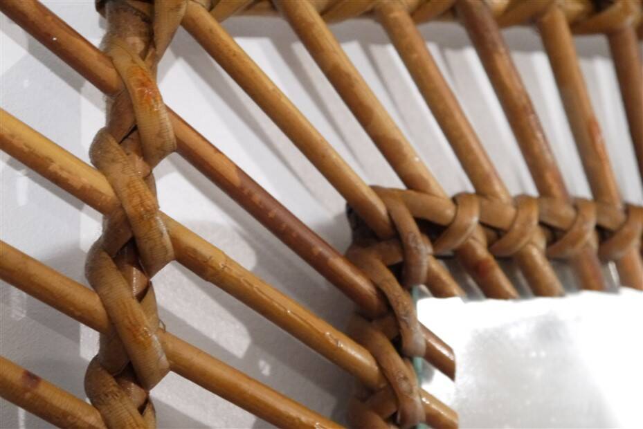 Vintage rattan sun mirror 1960