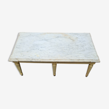 Table basse Louis XVI ancienne marbre et bois