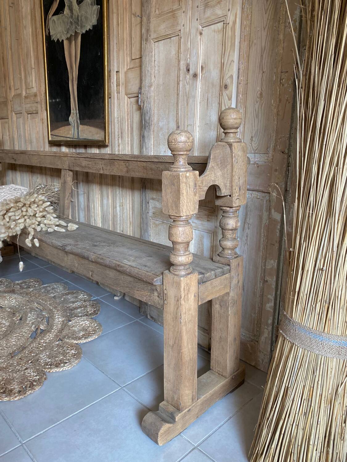 Old oak church pew