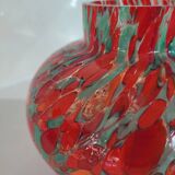 Ancien vase pique fleurs en verre multicolore