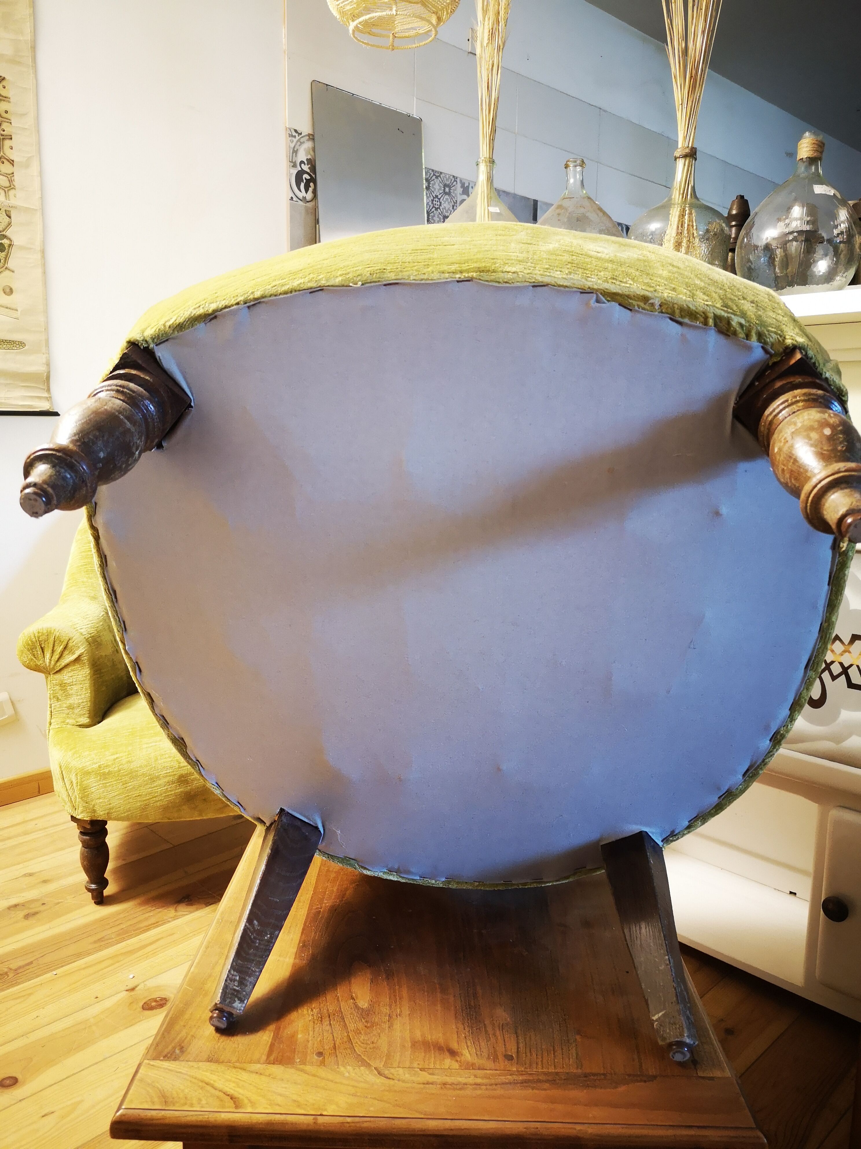 Pair of original tapestry velvet toad armchairs