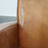 Cowhide  Leather Designer Armchair in Light Cognac Color