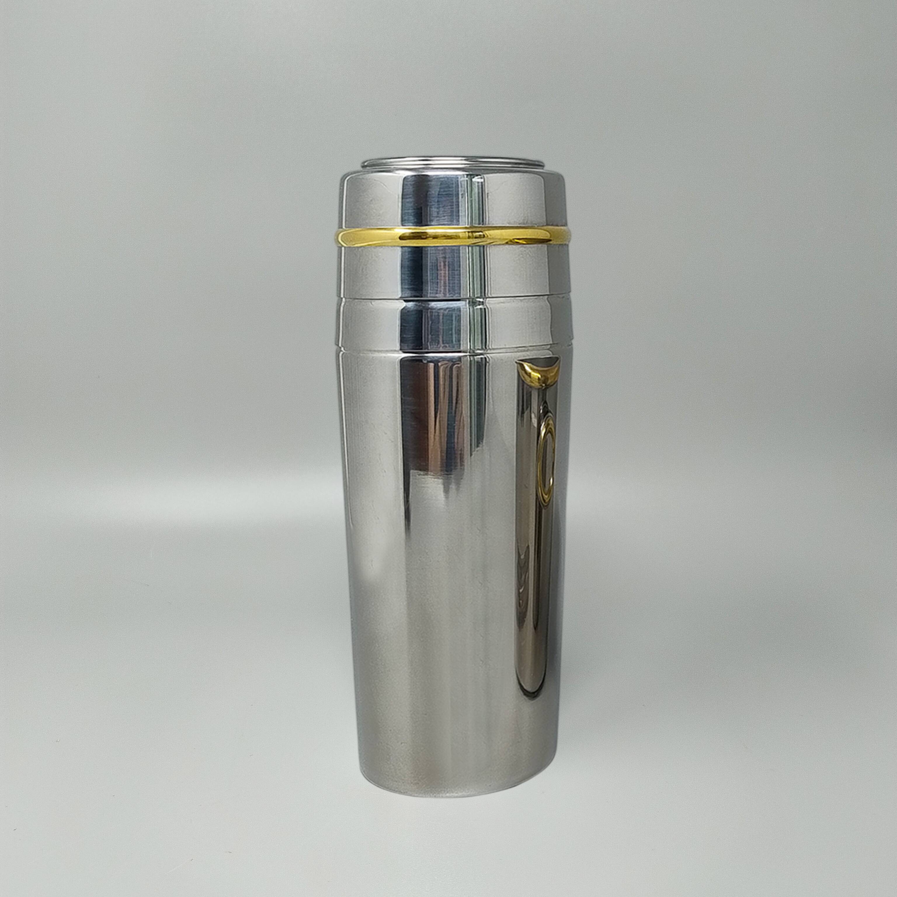 1970s Gorgeous Cocktail Shaker in Gold 24K and Stainless Steel With Ice Buc