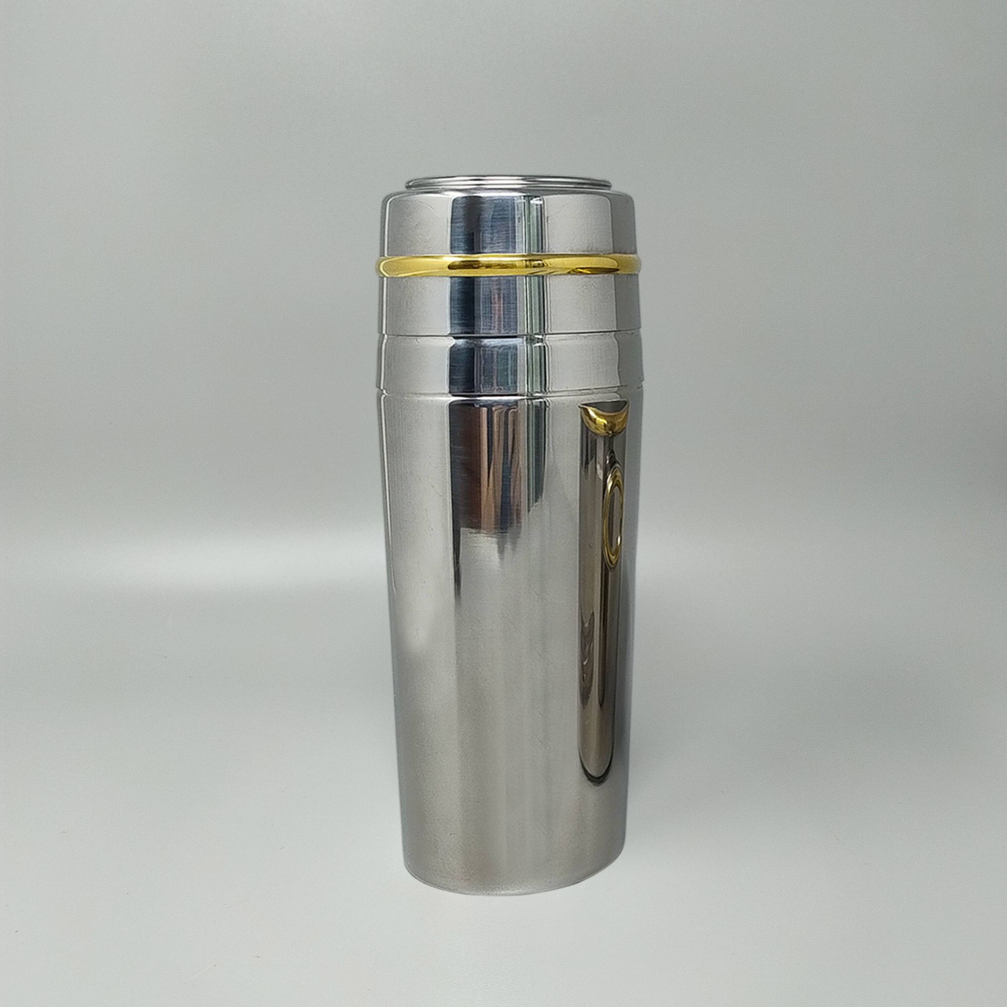 1970s Gorgeous Cocktail Shaker in Gold 24K and Stainless Steel With Ice Buc