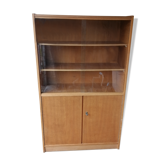 Ancienne bibliothèque vitrine meuble bois teck vintage 1960