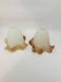 Pair of vintage opaline tulip lampshades with caramel marbled frill edge.