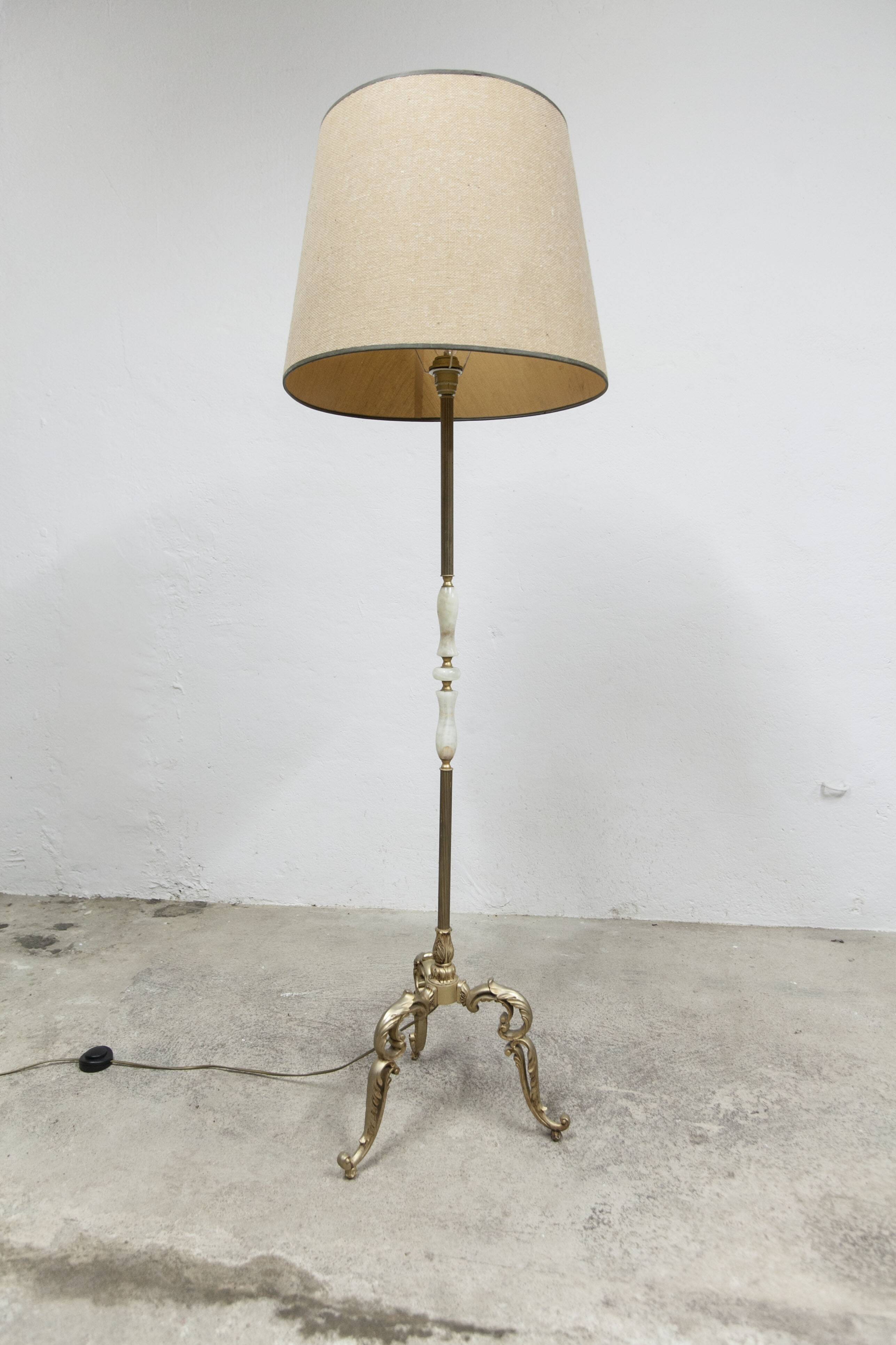 Bronze and white marble floor lamp 1960