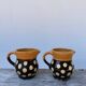 Duo of small Italian polka dot jars