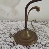 Vintage French Brass Gooseneck Table Lamp with Opaque Patterned Glass Shade 5522