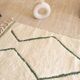 Magnificent Berber carpet Béni Ouarain green and white with diamonds and braided border