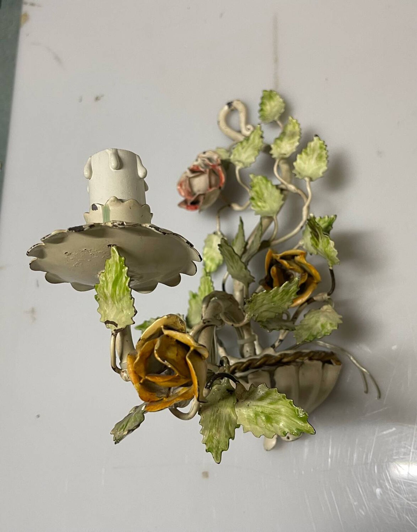 Vintage Tole Flower Sconces Set of 2 1960’s
