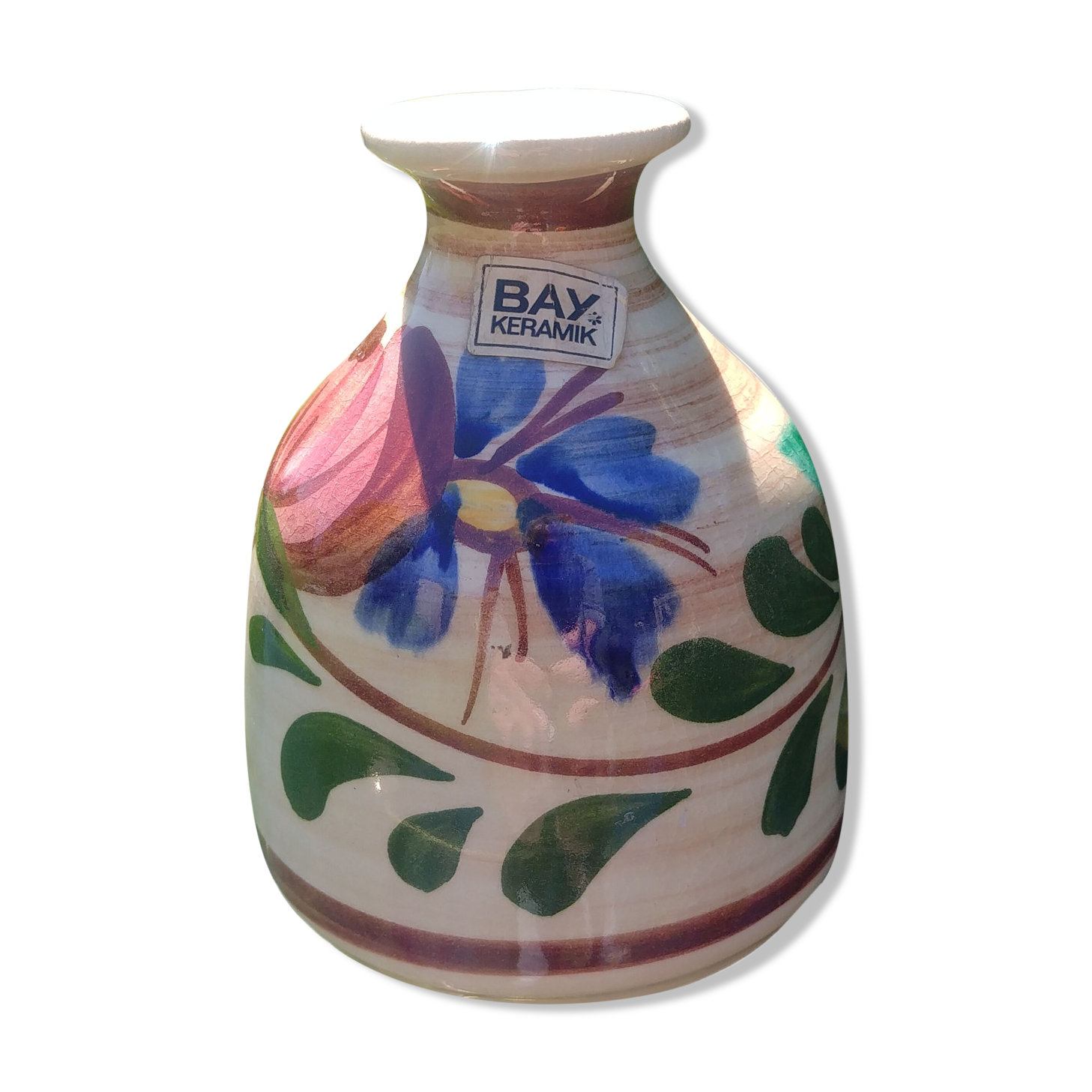 Small Glazed ceramic vase Vintage Bay Keramik W.Germany 60s/70s