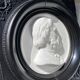 Bas-relief in marble and carved ebony signed Jouffroy, 1873