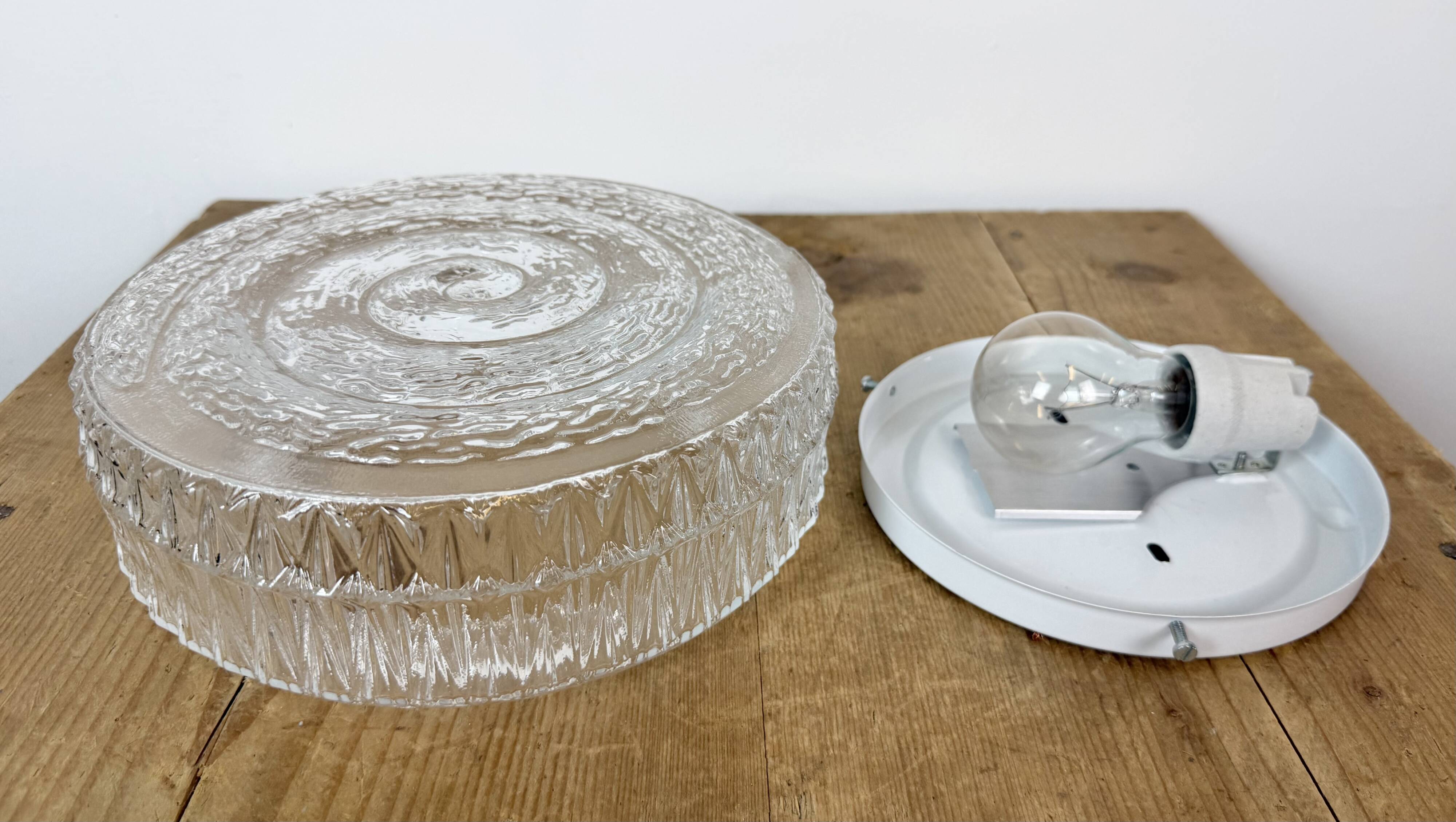 Vintage Glass Wall or Ceiling Light, 1970s