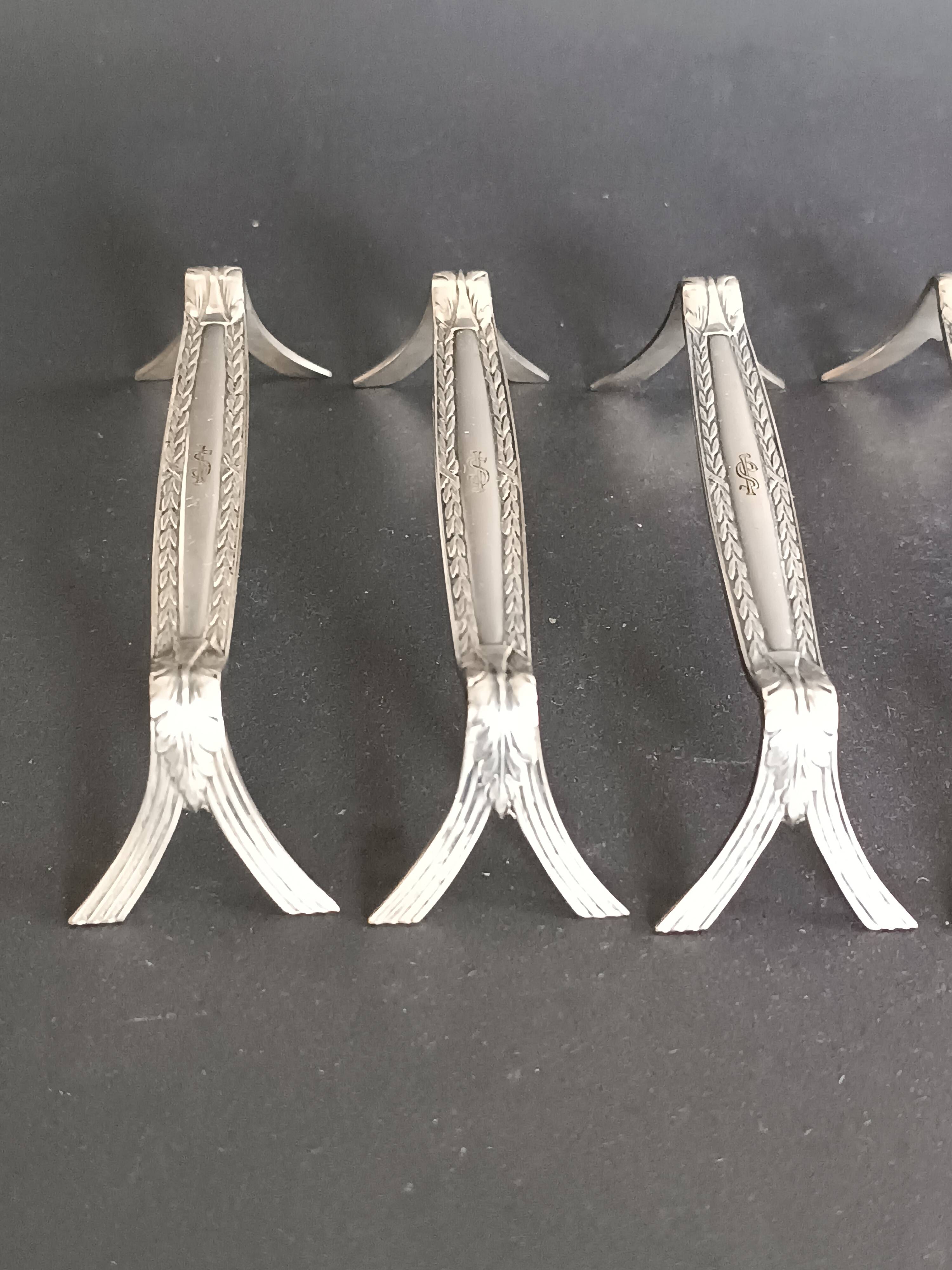 WMF, eight silver-plated knife rests, palmette decoration 1880