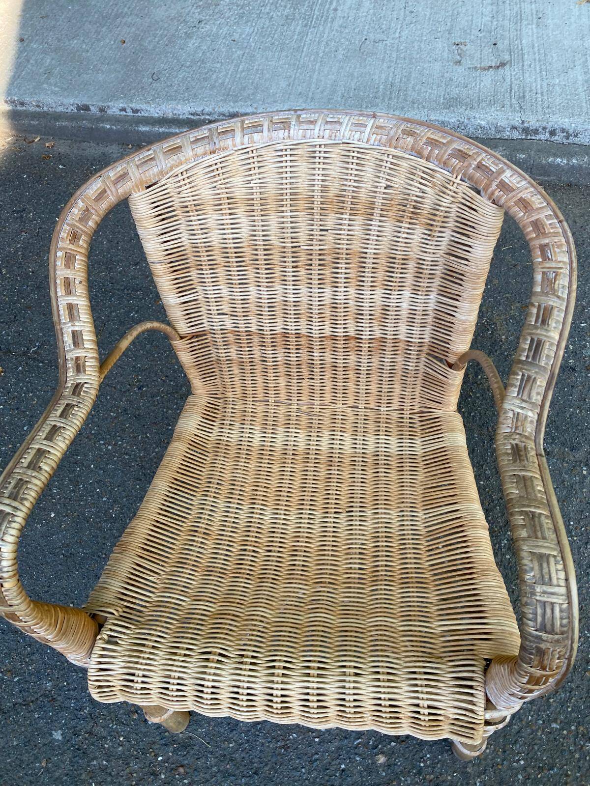 Fauteuil rotin et osier adulte 1970