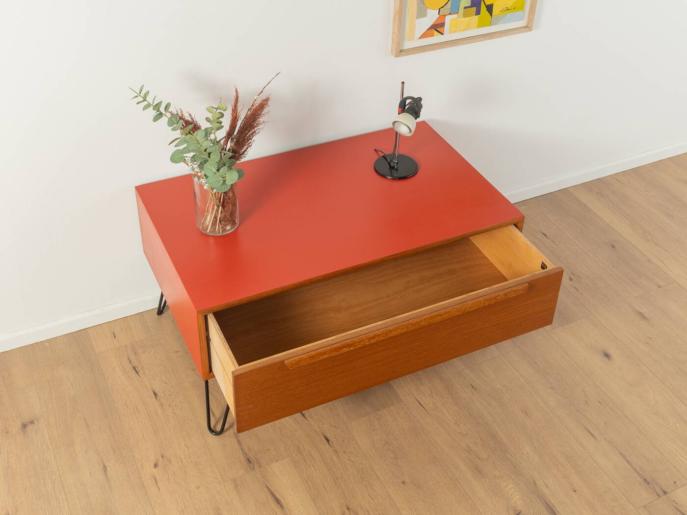 Stylish red chest of drawers from the 60s, WK Möbel
